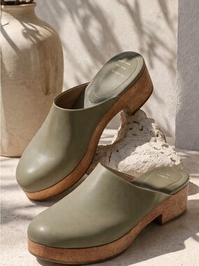 Porte & Paire x Frankie Shop Aspen Green Leather Clogs EU 39 / US 8.5